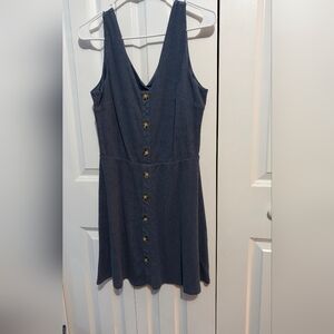Iz Byer Blue Button-Front Mini Dress Large Stretchy Flirty And Sexy Summer